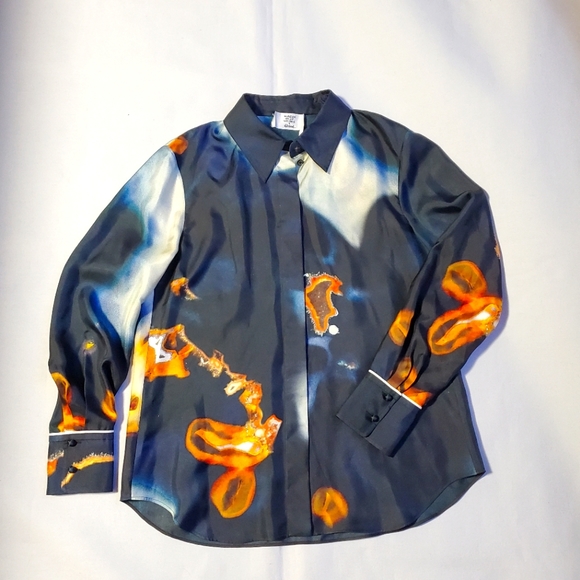 NWT $1950 Chloe Geode Print Twill Patterned Classic Silk Button Blouse Sz 40 (8) - Picture 6 of 16